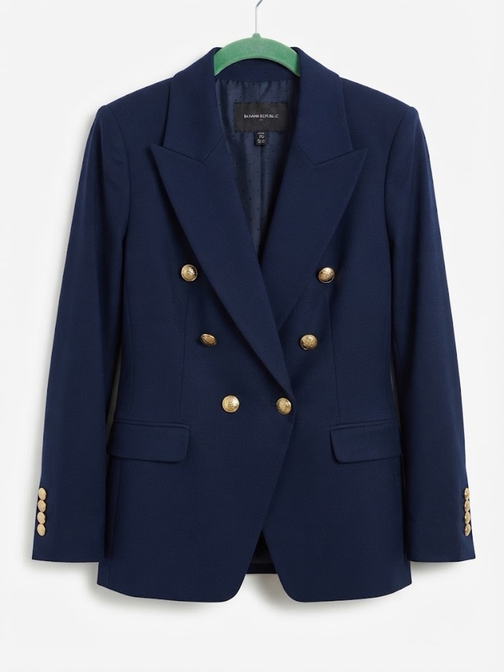 Banana Republic Navy Double Breasted Gold Button Tailored Blazer Jacket 10P